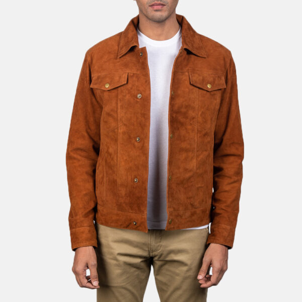 Brown Suede Trucker Jacket factowears