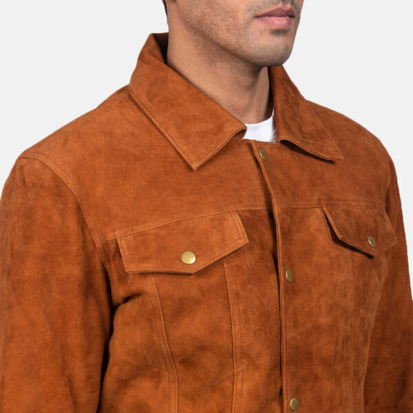 Brown Suede Trucker Jacket factowears