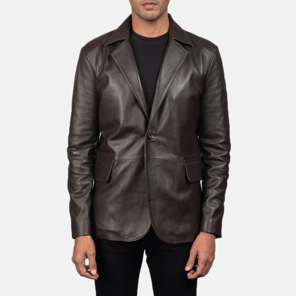 mens chocolate brown leather blazer