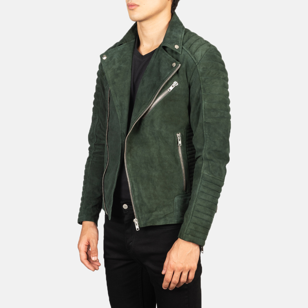 Armand Green Suede Biker Jacket FACTOWEARS