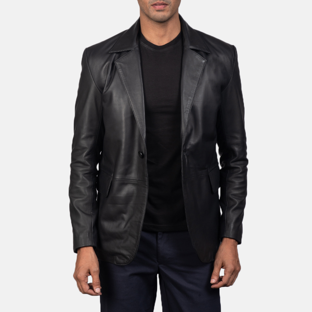 genuine black leather Blazer