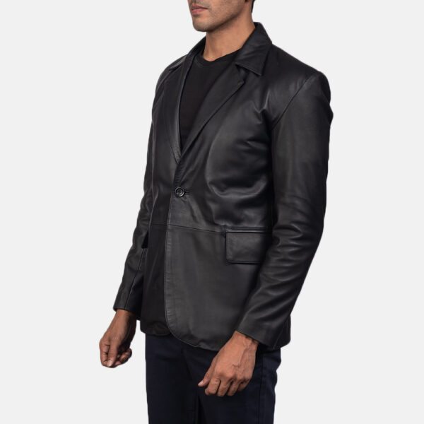 mens black Leather Blazer