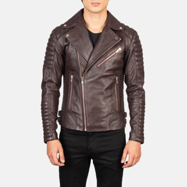 MENS BIKER MAROON COLOR JACKET