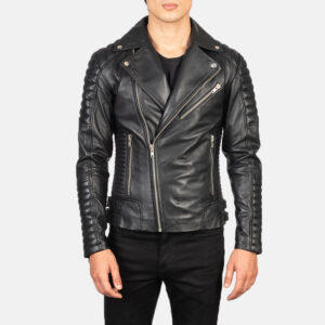 customize men black biker jacket of factowears