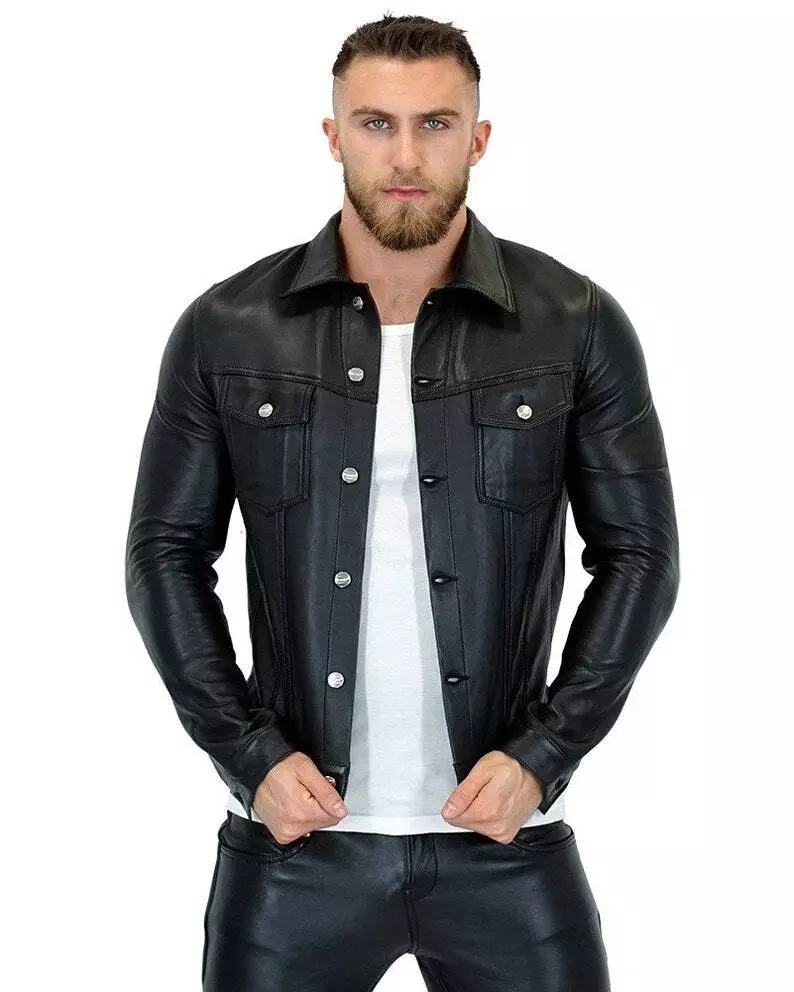 black trucker jacket