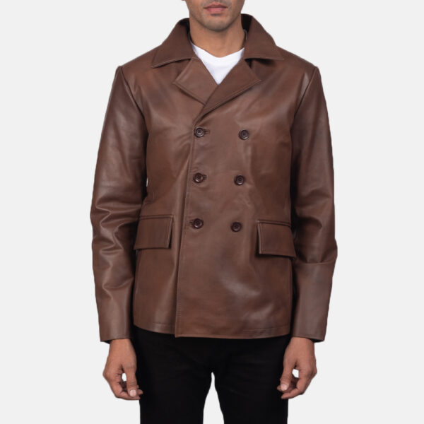 mens leather peacoat