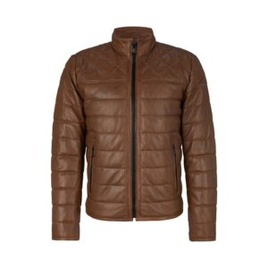 mens sheepskin leather puffer jacket