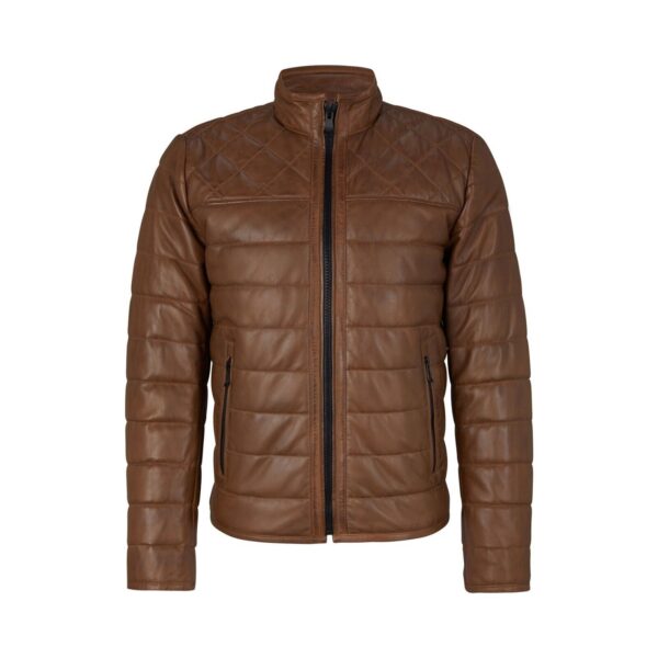 mens sheepskin leather puffer jacket