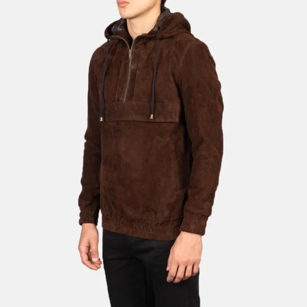 mens hooded suede jacket of factowears