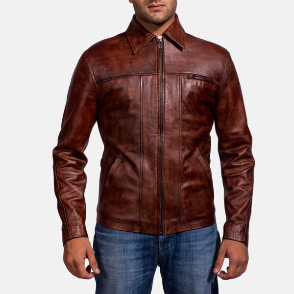 mens marron waxed fashion jacket