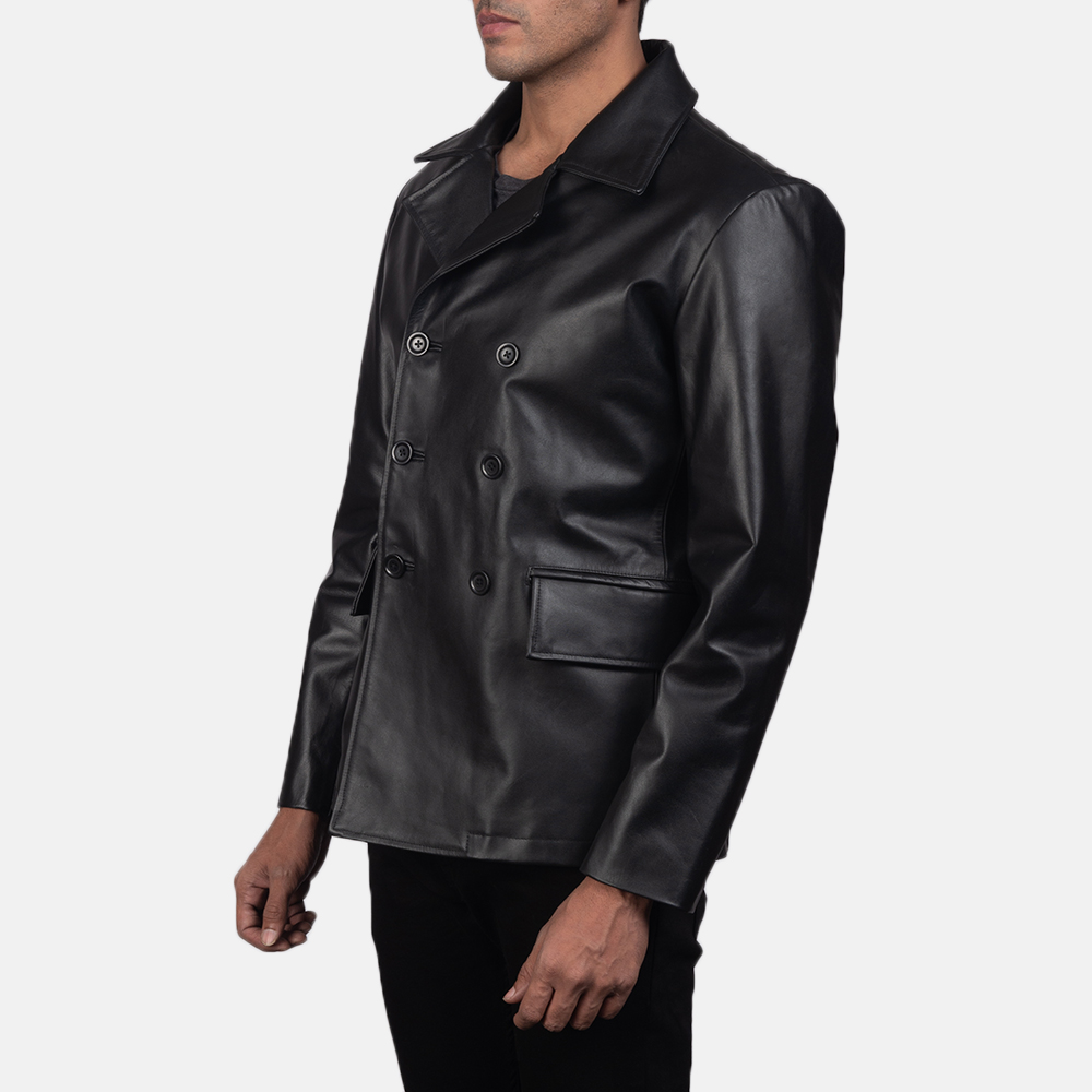 mens black leather coat