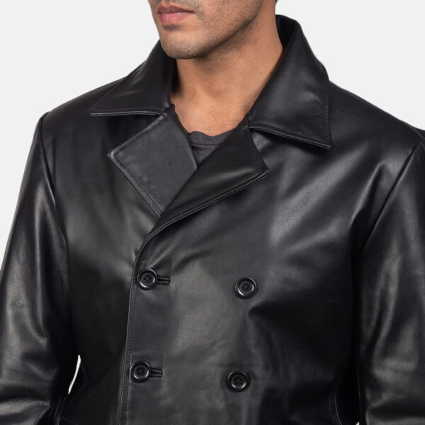 mens blazk leather peacoat