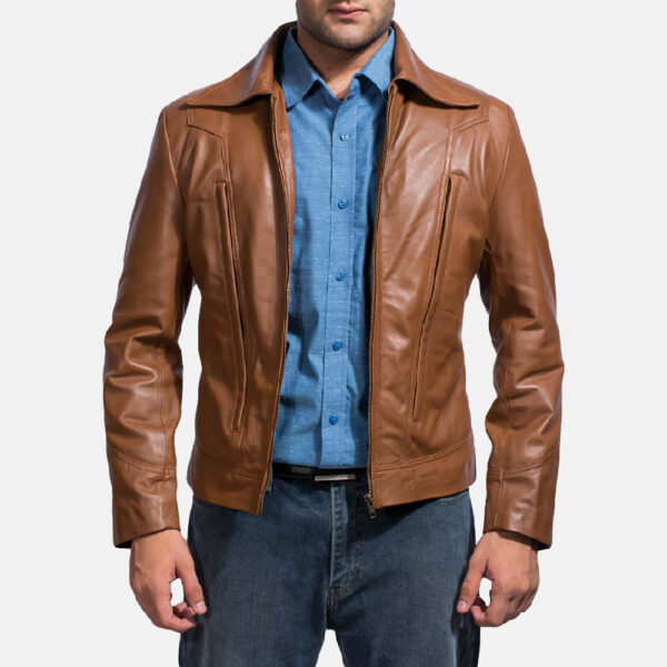 mens brown fashion leather jacket