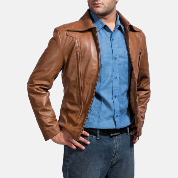 mens brown fashion leather jacket