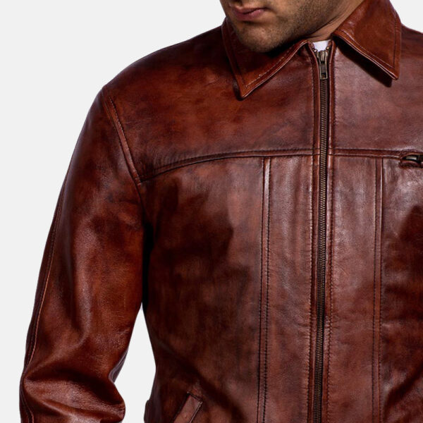 mens 2 tone maroon leather jacket