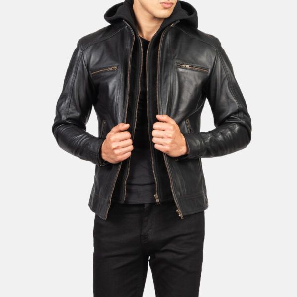 black hooded bomber jacket