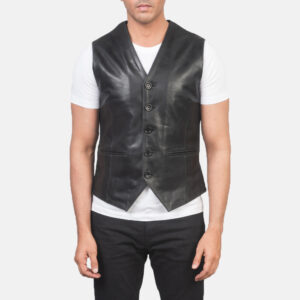 black leather vest