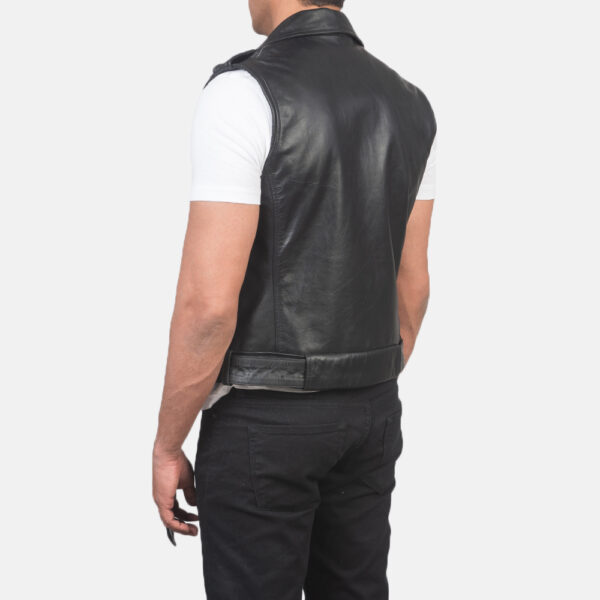 black biker mens leather vest