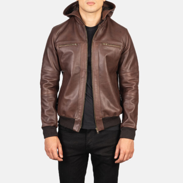 brown bomber jacket