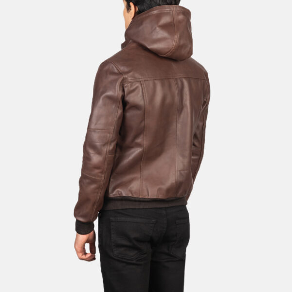 mens hooded bomber brown jacket