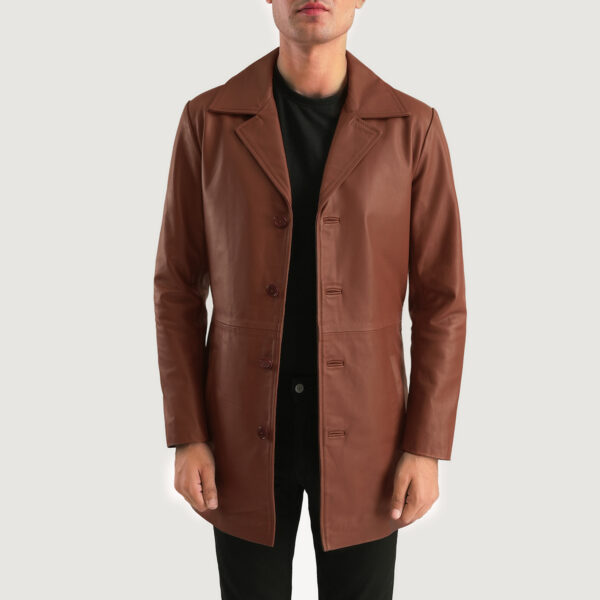 brown leather customize coat