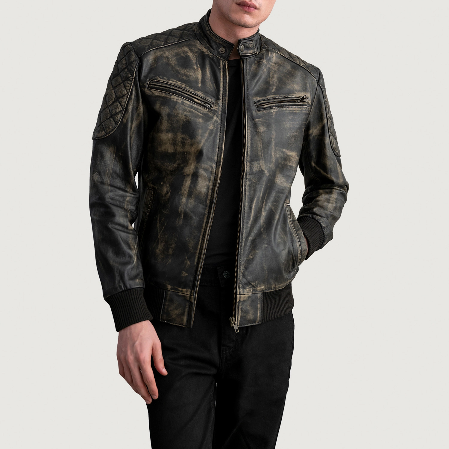 mens waxed bomber jacket