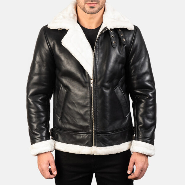 mens pilot black leather jacket