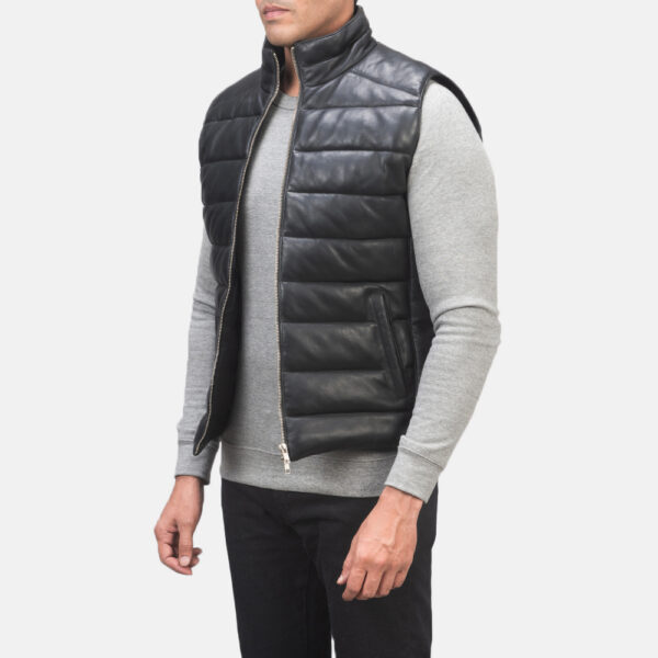 mens puffer leather vest