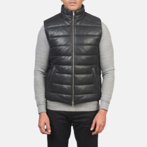 leather puffer vest