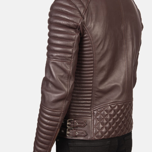 mens facto maroon leather jacket