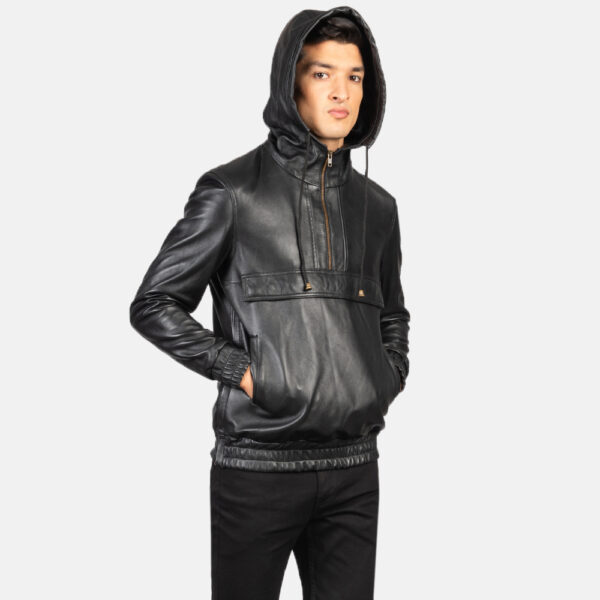 pullover hooded leather jacket