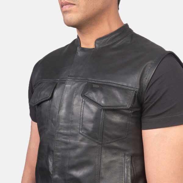 mens motorbike leather vest