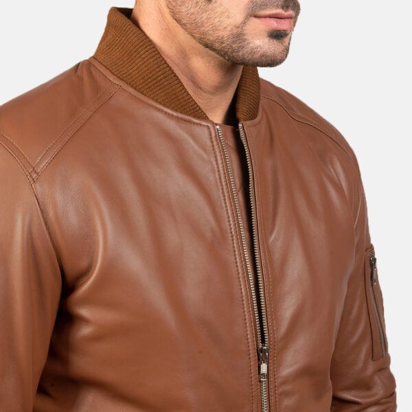 brown leather jacket