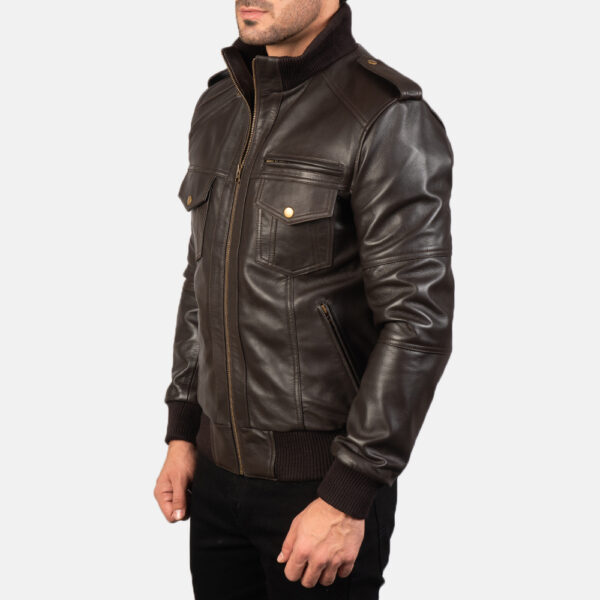 dark brown bomber jacket