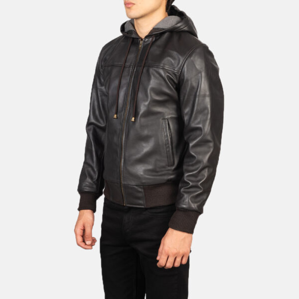 mens hooded leather jacket