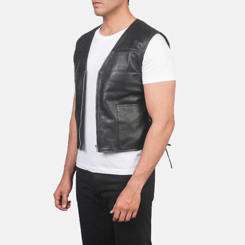 facto black leather vest