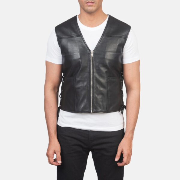 black leather vest