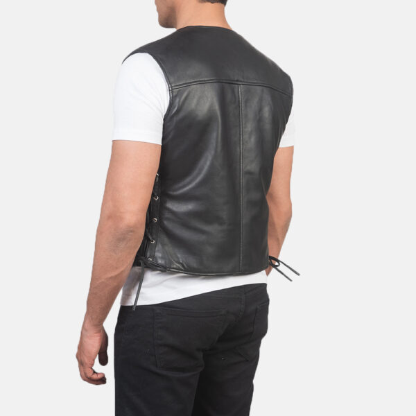 mens black genuine leather vest