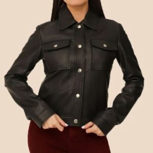 Trucker Style Leather Jacket Women