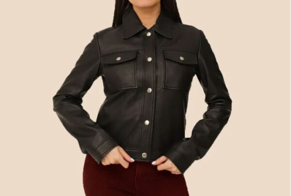 Trucker Style Leather Jacket Women