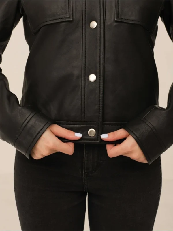 Trucker Style Leather Jacket Women