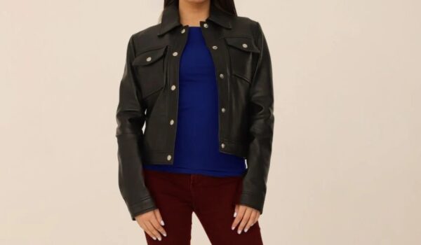 Trucker Style Leather Jacket Women