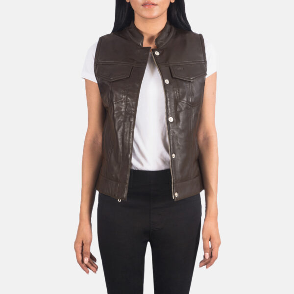 Stylish Leather Vest for Women Black Leather Vest Women