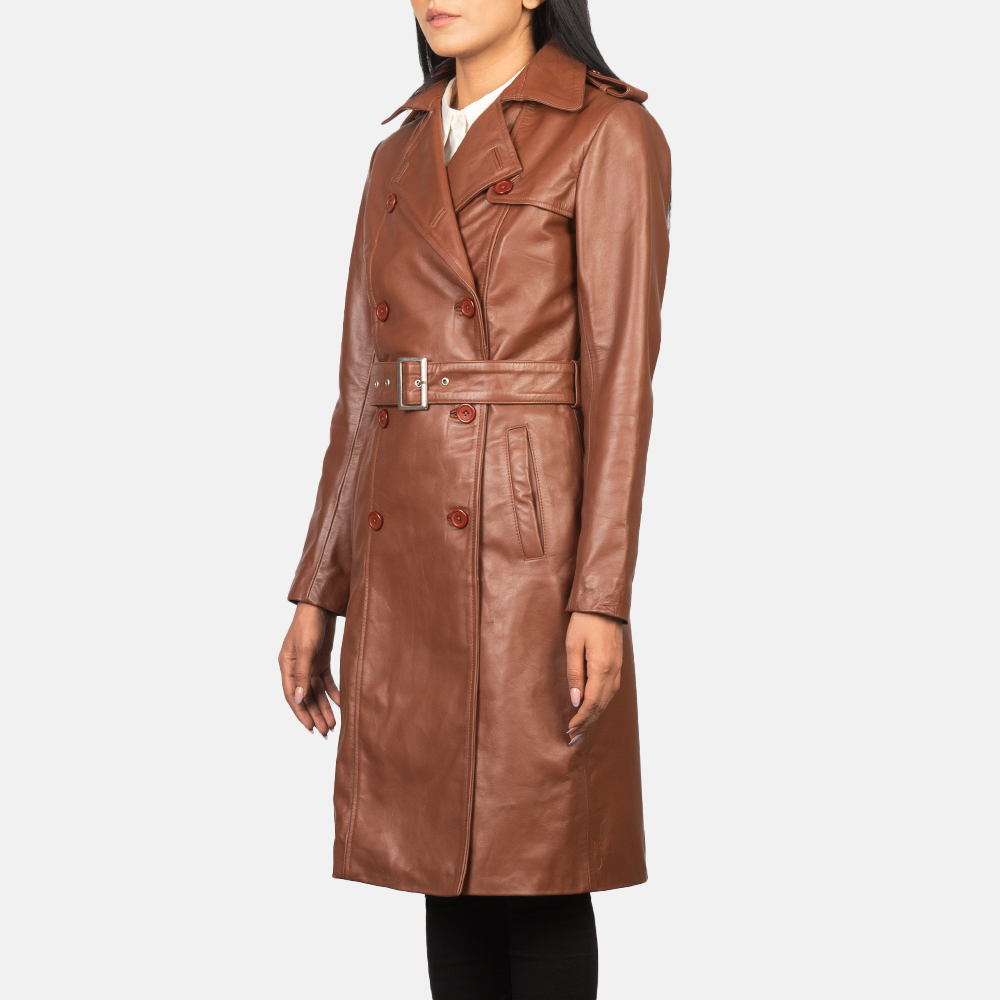 Fashion Leather Trench Coat Women Stylish Leather Trench Coat