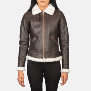 Faux Fur Aviator Jacket Women’s Bomber Jacket with Shearling