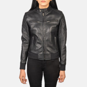 genuine leather women black leather jacket