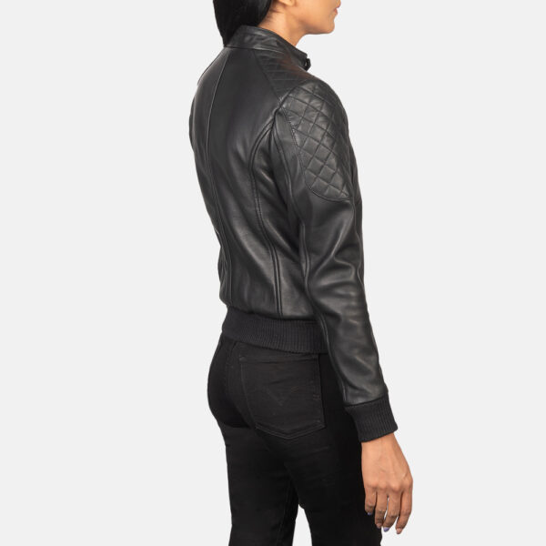 ladies black leather facto jacket