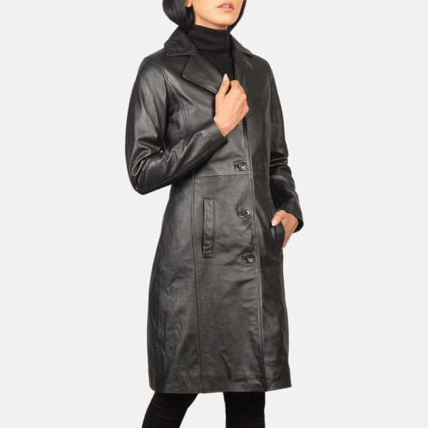 Women’s Long Leather Trench Elegant Leather Trench Coat Women