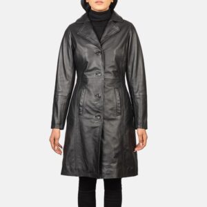 Belted Leather Trench Coat Women Trench Style Leather Coat