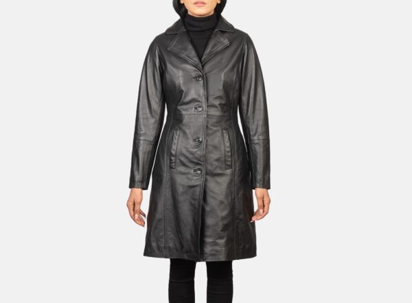 Belted Leather Trench Coat Women Trench Style Leather Coat